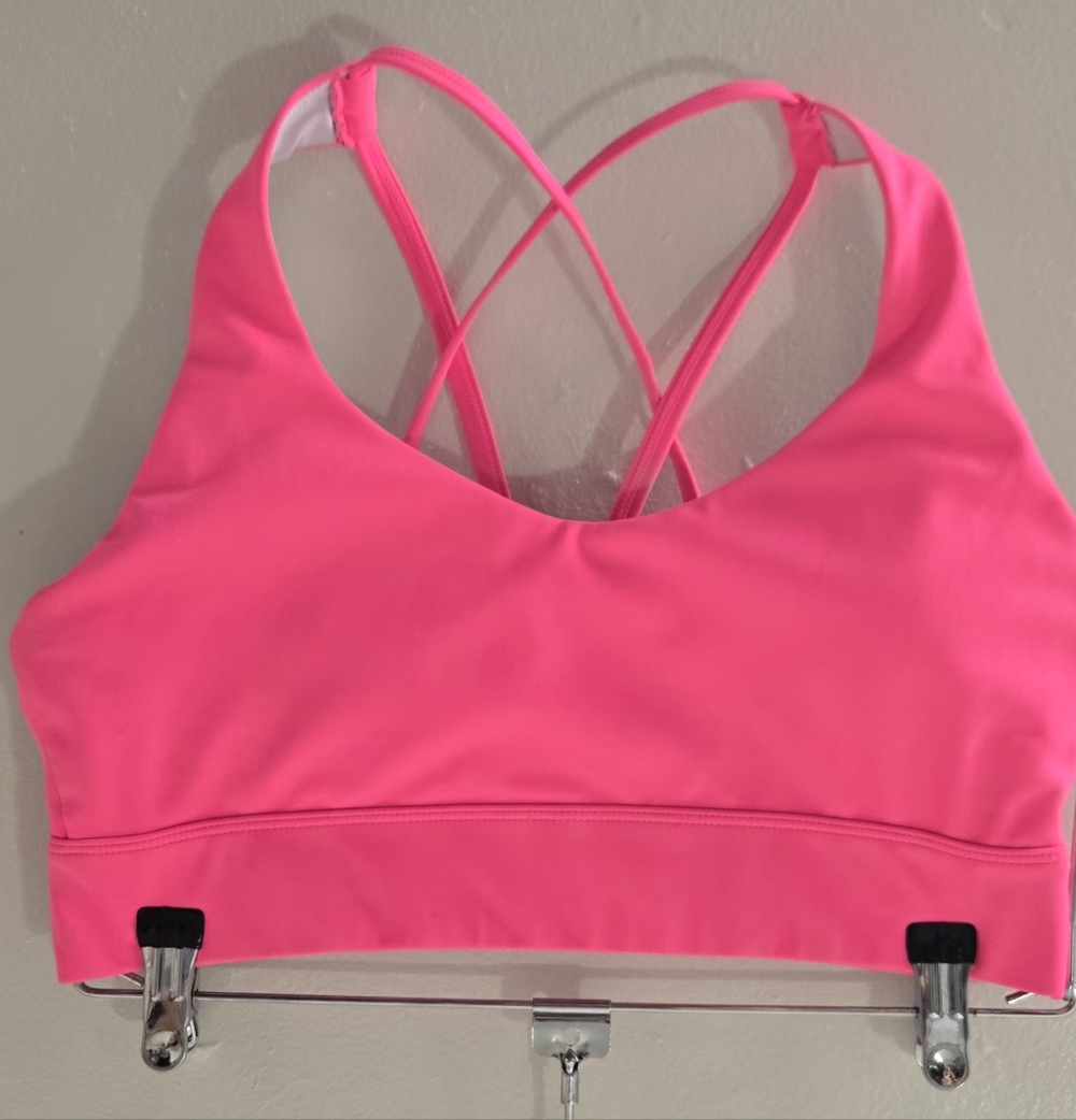 ZYIA Neon Pink Crisscross Sports Bra Size Large, Like New!